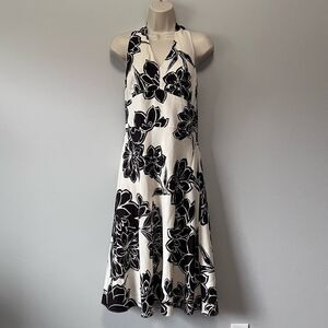 Ann Taylor Silk Halter Dress With Flowers Size 6